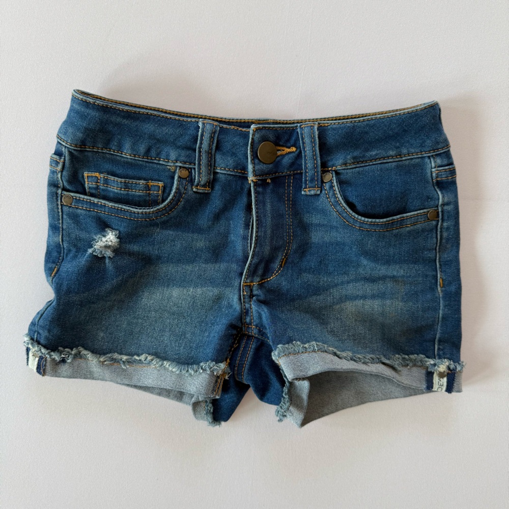 Joe’s Jeans Girls Size 7 Cuffed Dark Wash Denim Shorts - Button & Zip Closure